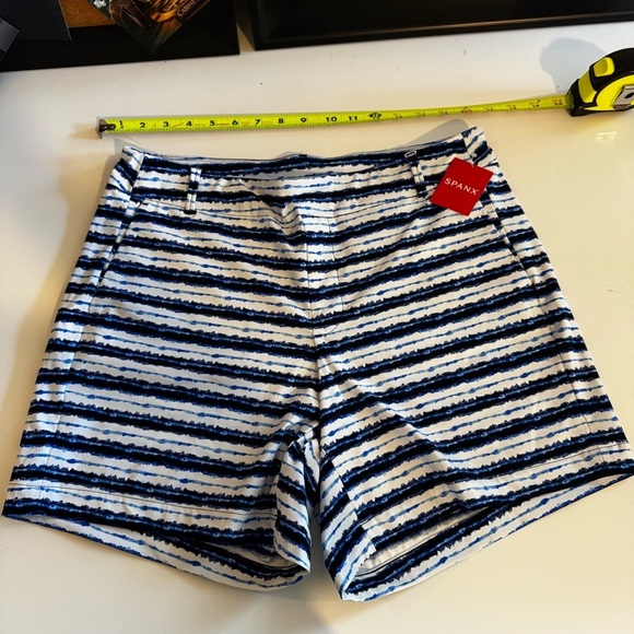 Spanx Blue and White Striped Shorts NWT - Picture 1 of 5